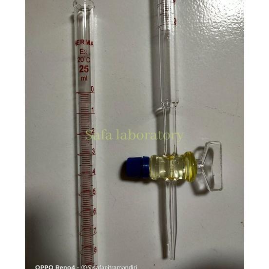 Buret 25Ml Herma Kran Glass Alat Ukur Kompresi Buret Kaca