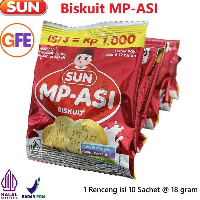 SUN Biskuit MP-ASI Renceng isi 10 Sachet 18g MPASI Bayi Baby Biscuit Tinggi Protein Kalsium