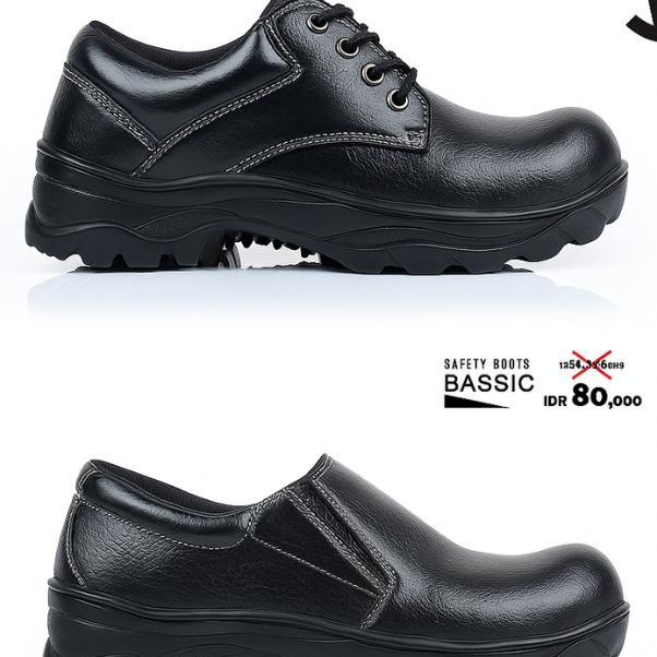 Safety Safety Shoes Jogger Kitchen Mekanik Spbu Bangunan Sepatu Safety Pria Pendek Ujung Besi Kulit 