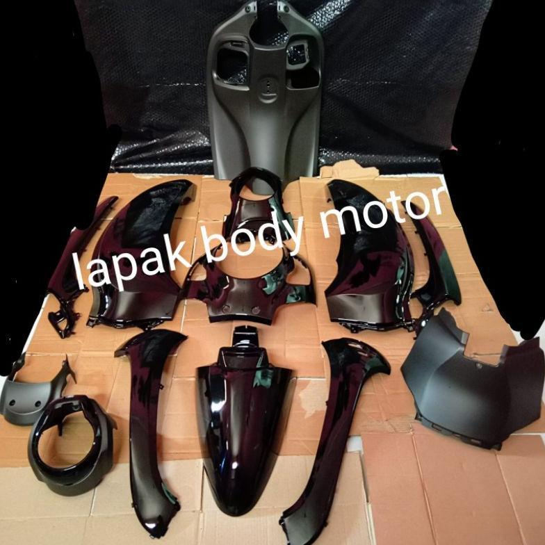 NEW cover fullset full bodi body scopy scoopy new led 2021 2022 k2f hitam glosy prestige black ori [