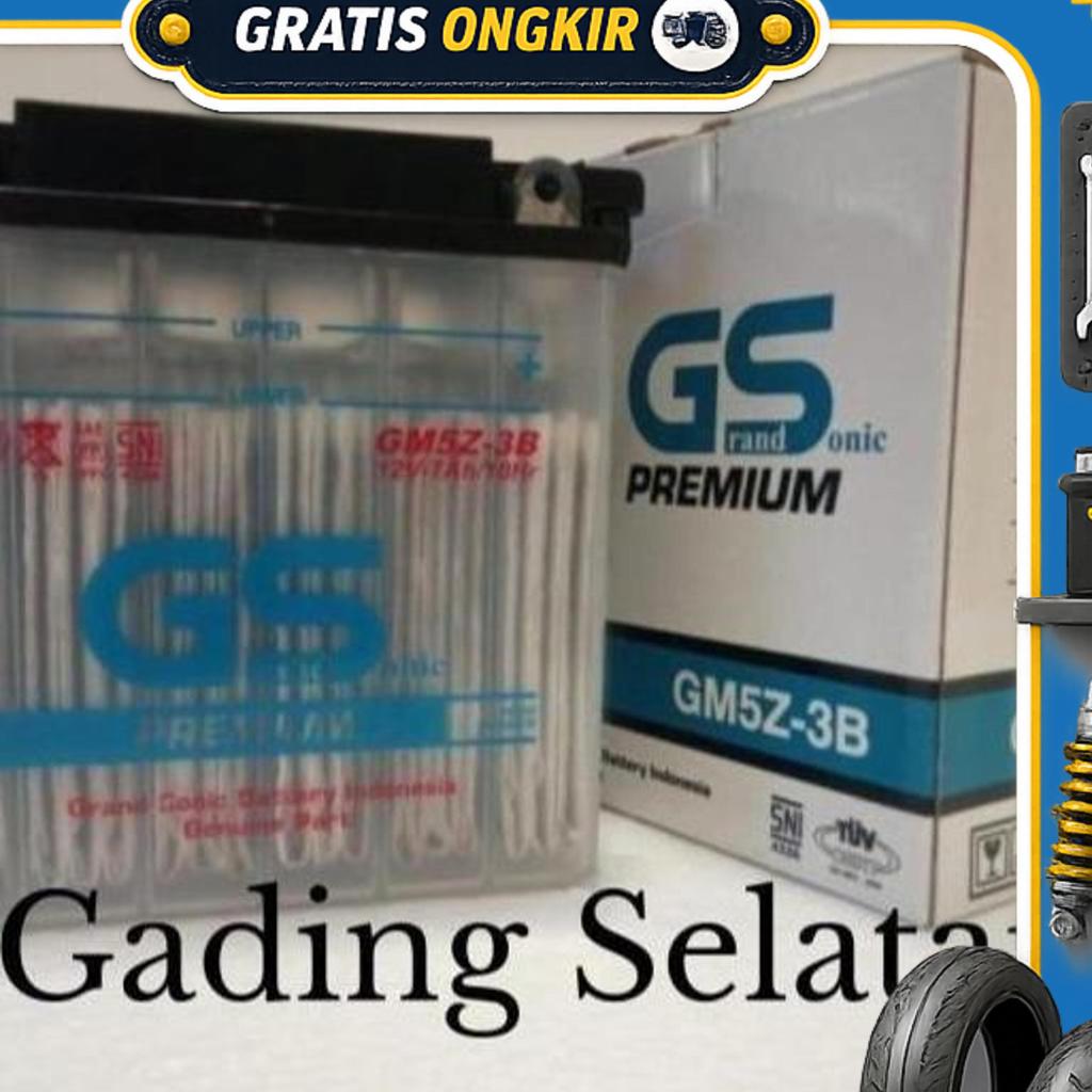 Aki Motor Basah Gs Gm5Z-3B Motor Mio Sporty, Mio Smile, Jupiter Mx Old, Megapro Hiu, Primus, Supra F