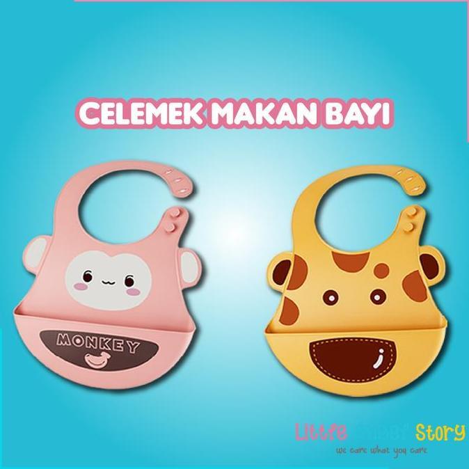 BABY BIB Celemek Makan Bayi Slaber Silikon Anak Bibs Karakter ELSA STITCH MICKEY MINI Karet Baby Bur