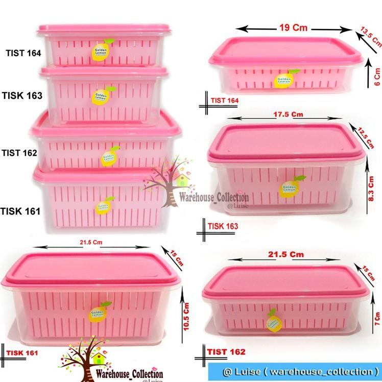 KOTAK + SARINGAN DIDALAMNYA  GOLDEN LEMON /TEMPAT SARINGAN IKAN/ SEALWARE DENGAN PENIRIS 2 IN 1