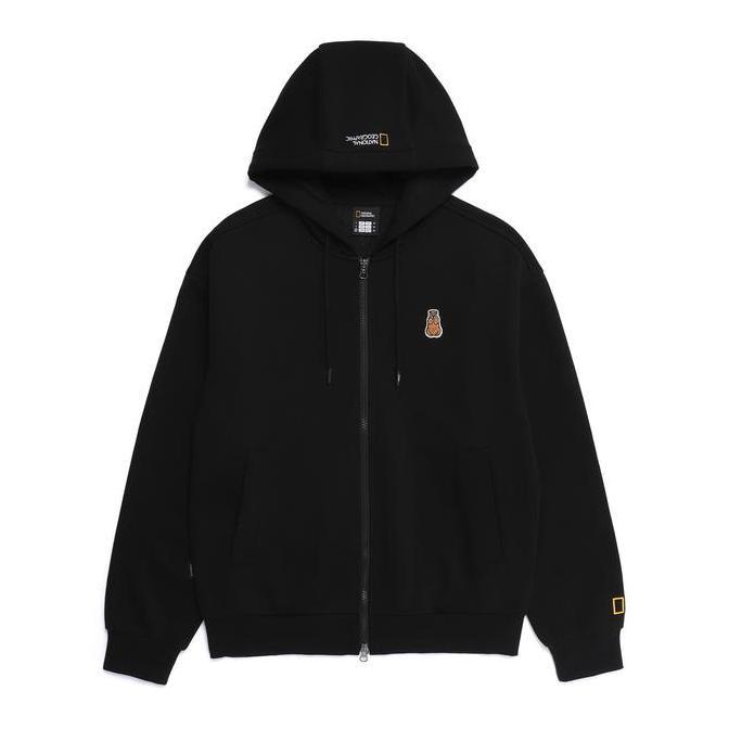 National Geographic Animal Patch Hoodie Zip-Up Black - Hoodie Hitam