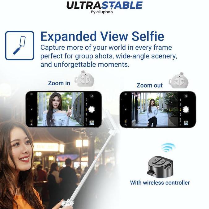 ULTRA STABLE SP15T Mini Tripod Tongsis HP 40cm - Selfie Stick Lipat Bisa Berdiri, Multi-Angle Rotati