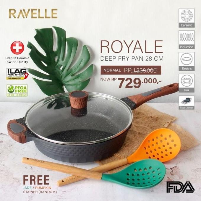 RAVELLE ROYALE Deep Fry Pan with Lid 28 cm Panci dengan Tutup