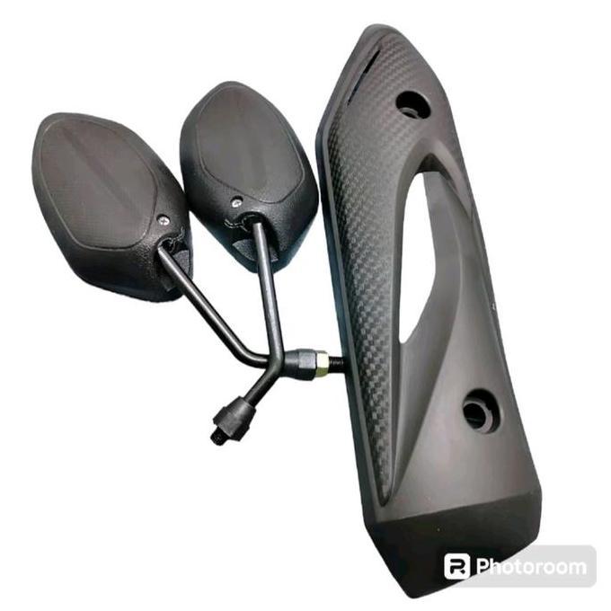 Tutup Tameng Knalpot Beat Kaarbu Beat Lama Scoopy Karbu + Spion Beat Standar Hitam Ori Harga Spesial