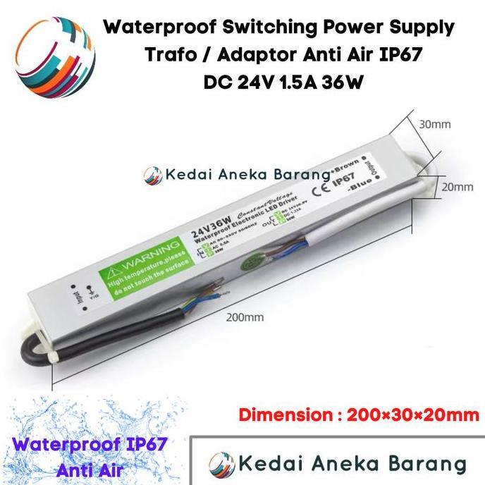 WATERPROOF POWER SUPPLY TRAFO ADAPTOR LED DRIVER OUTDOOR IP67 24V 36W AG27