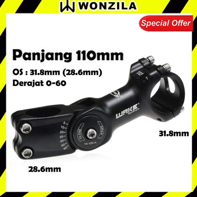 Wake Stem Sepeda MTB Rise Adjustable 0-60 Derajat 110mm OS 31.8mm