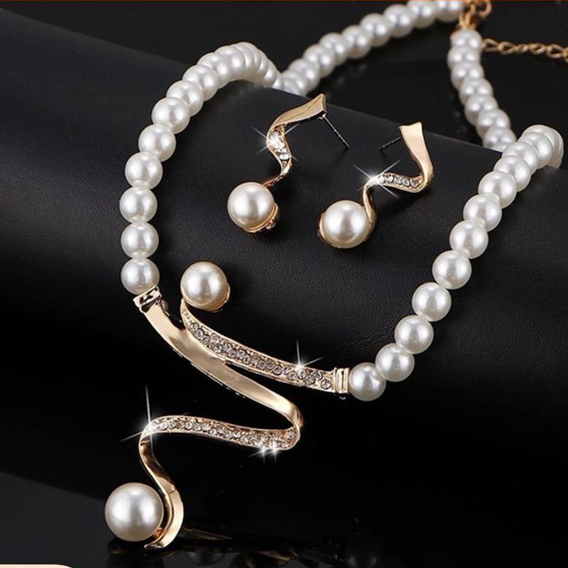 Kalung Dan Anting Set Perhiasan Wanita Kalung Pesta