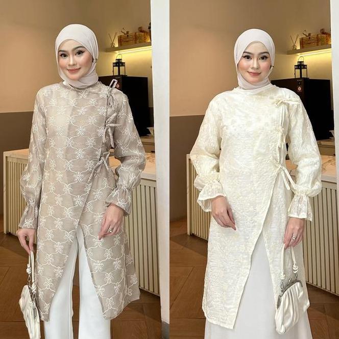 Dezhaf Ruby Tunik Tencel Bordir Tunik Papper Silk Tunik Lebaran