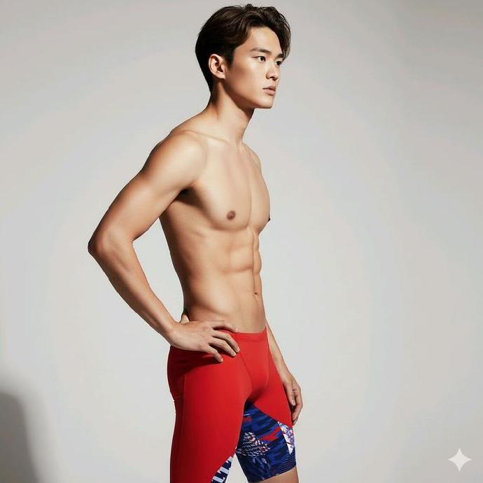 Speedo Celana Renang Pria Fastskin Lzr Ignite Jammer Flame Red Motif Kotak-Kotak Nyaman & Tahan Lama