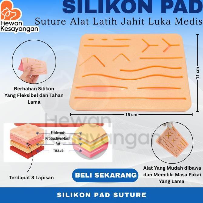 Hecting Silicone Pad 3 Layers 15x11cm Manekin Hecting Suturing KIT Menjahit Luka Dokter Medical Prac