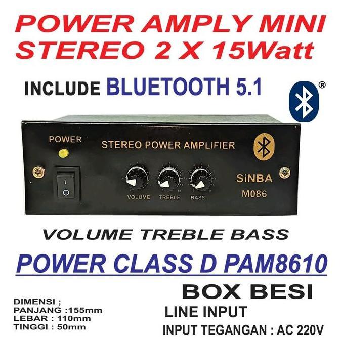 JADI POWER AMPLI MINI STEREO 2X15W PAM8610 PAM 8610 BLUETOOTH TKEDRO