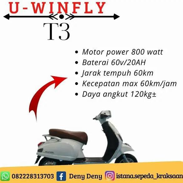 Terlaris Sepeda Motor Listrik Vespa U-Winfly T3