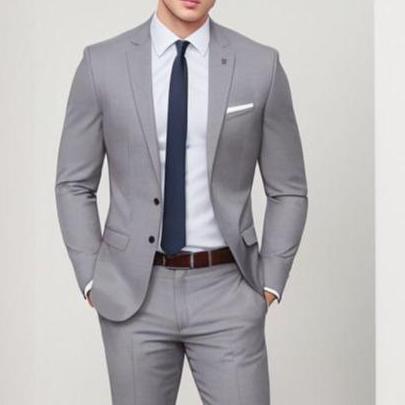 Jas Blazer Pria Formal Warna Abu Abu  Model Slimfit Kancing Dua Geratis Dasi Almamater