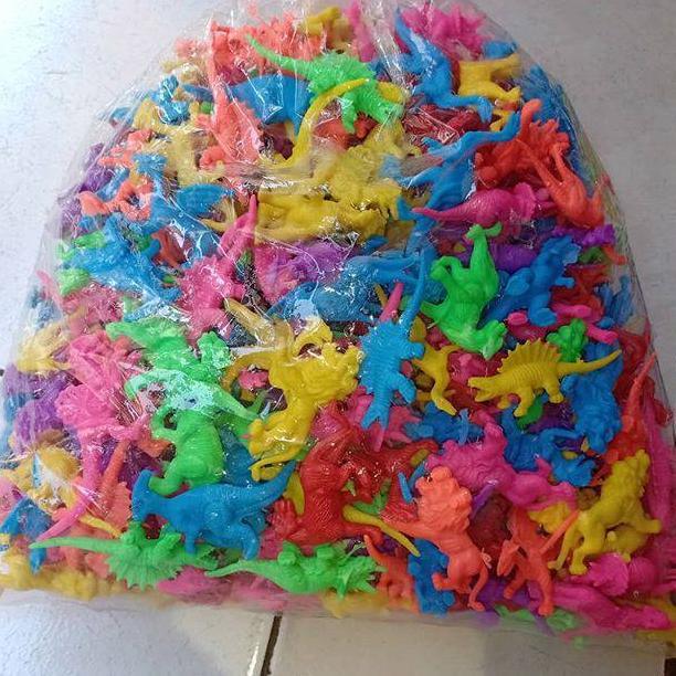 TERBARU 500 gram (-+150 pcs ( Patung dinosaurus kiloan mainan warna cerah bisa berdiri harga grosir
