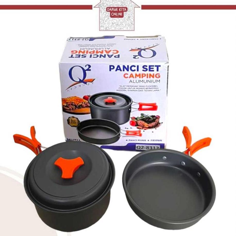 Panci Set Camping Q2-8312 / Panci Set Camping Alumunium Q2 8312 / Alat Masak Camping Serbaguna Outdo