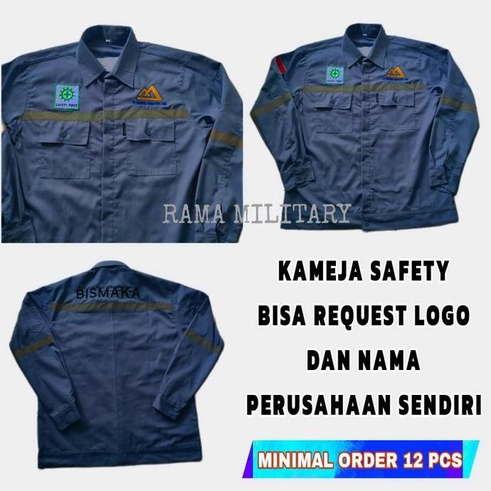 Kameja Seragam  Wearpack Safety/Teknik/Lapangan  Pria Katun Kerja- Bisa Reques Nama Perusahaan Bordi