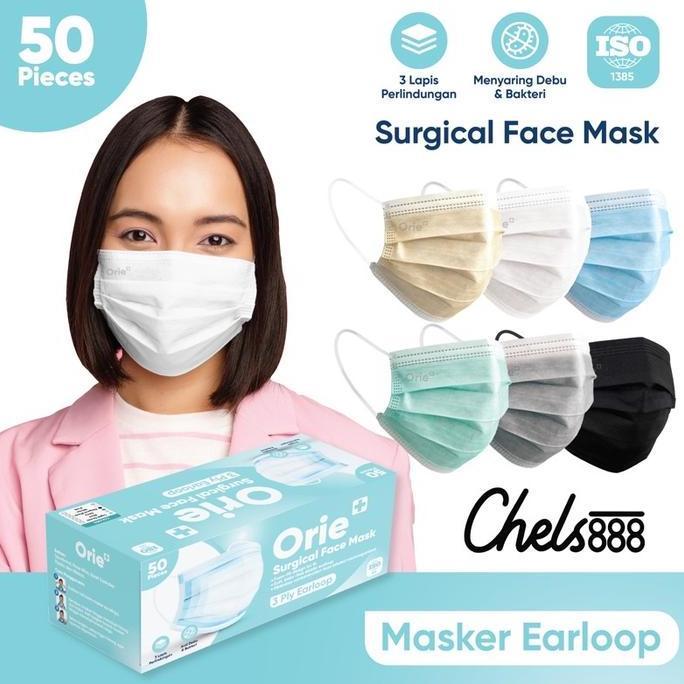 Masker Orie Earloop Surgical Masker Medis 3ply isi 50pcs