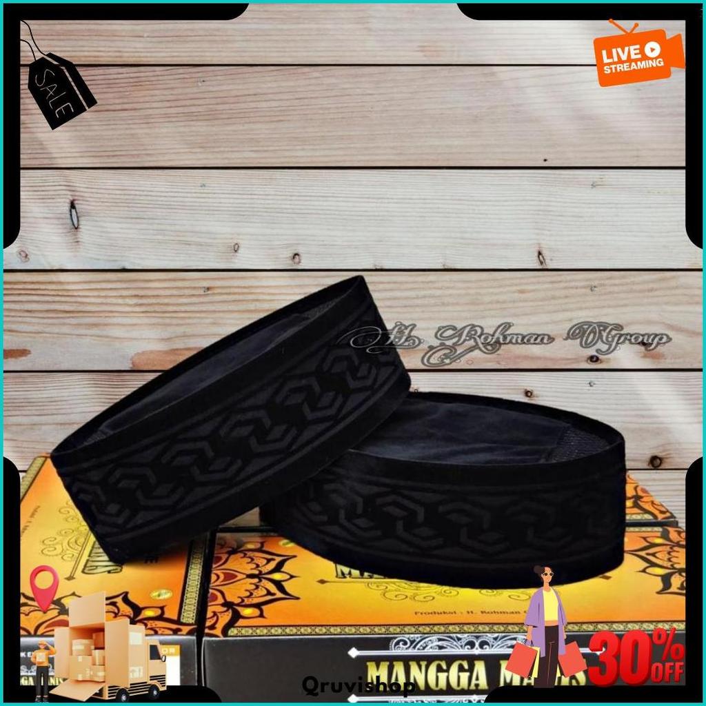 Peci Hitam Motif Soga Laser Tinggi 7Cm 8Cm 9Cm Songkok Hitam Motif Soga Laser Bahan Lembut Premium S