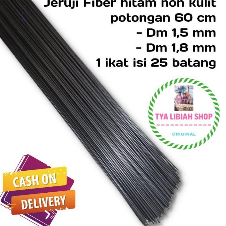 Ruji Jeruji fiber hitam 1,5mm 1,8 mm 1 ikat isi 25 batang panjang 60 cm Ruji untuk membuat kandang/ 