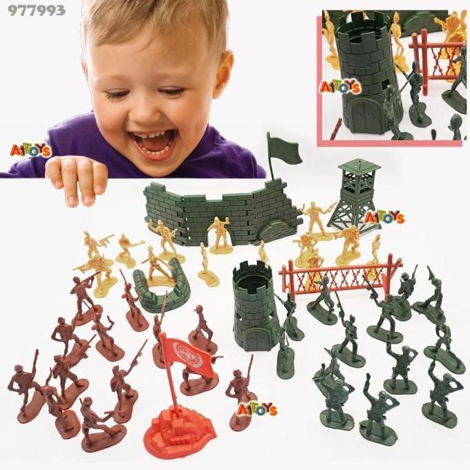 Mainan tentara plastik mainan tentara merayap mainan militer miniatur tentara mainan barak tentara m