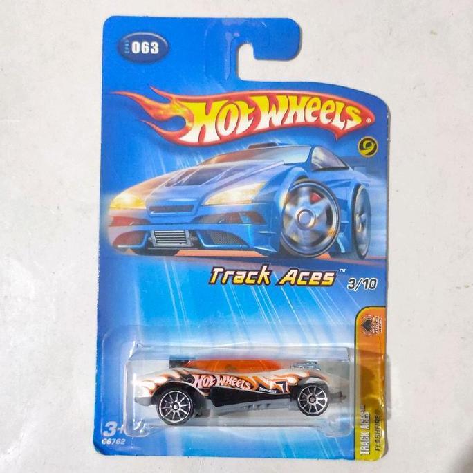 HOTWHEELS HOT WHEELS FLASHFIRE PUTIH 2005 TRACK ACES BLUE CARD RARE FUN99