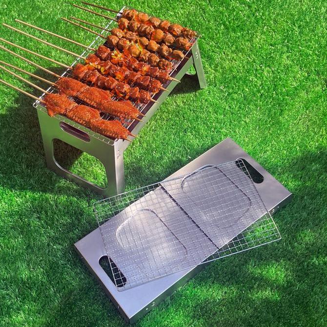 Panggangan Anti Lengket BBQ Grill Pan Alat Wajan Panggang Kompor Bakaran Sosis/Sate Arang Bakar Pema