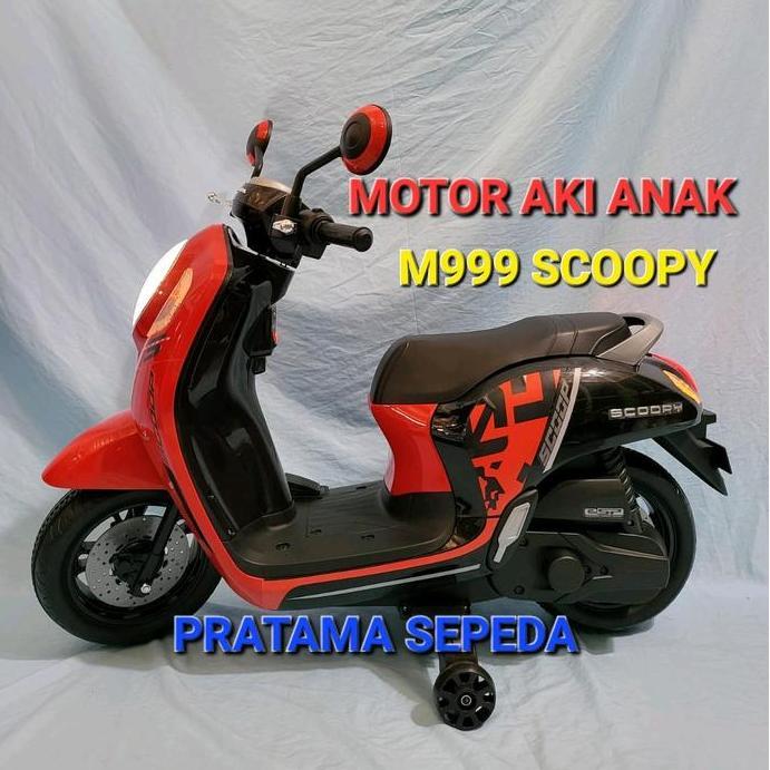 Terlaris Motor Aki Anak Scoopy Pmb M999 Usb Lampu Musik Led Design Dashboard Sporty Baterai 6V7A Blu