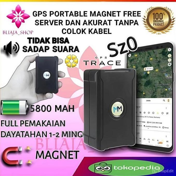 SZO GPS Tracker Portable Tempel Magnet Pelacak Motor Mobil 5800mAh Baterai Tahan 1-2 Minggu Aplikasi