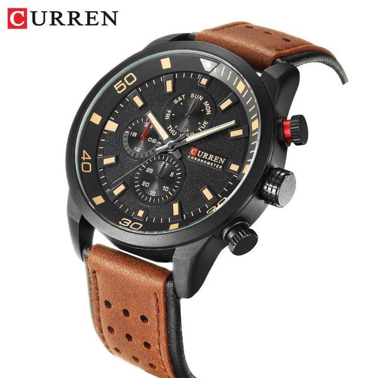 MURAH CURREN 8250 Jam Tangan Pria Analog Tali Kulit Chronograph Tidak Aktif CURRENOS 2026