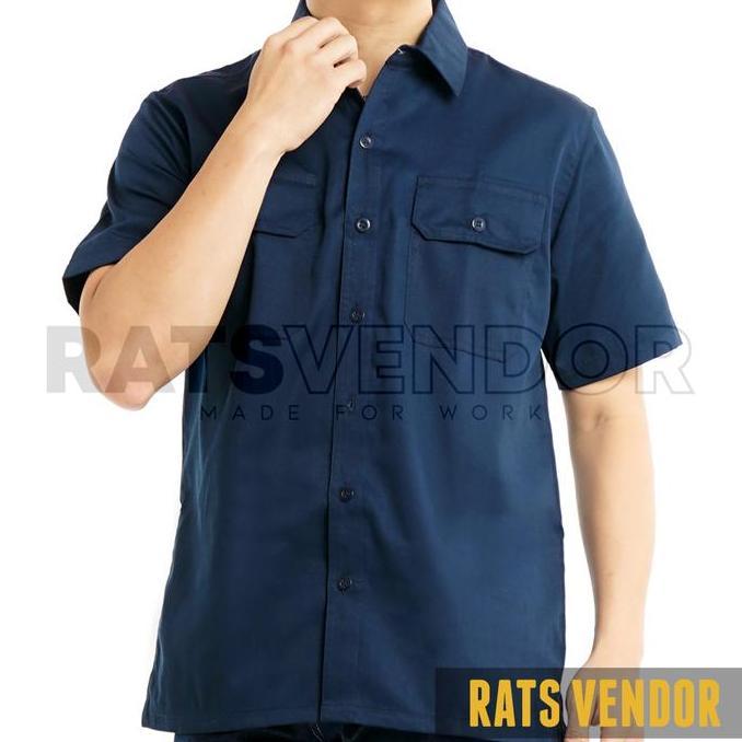 Ratsvendor Kemeja Dinas / Harian / Kerja / PDH Lapangan Lengan Pendek Warna Biru Navy