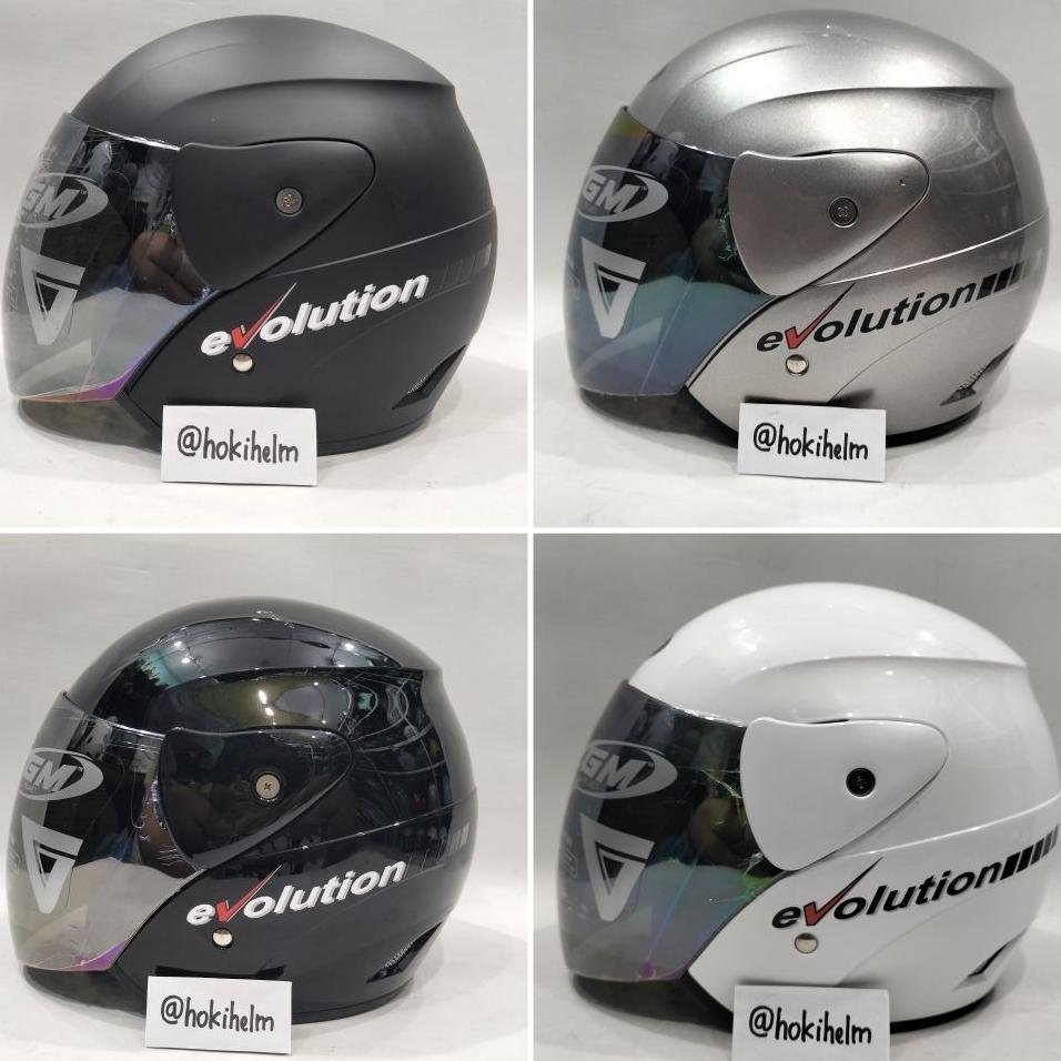 Helm Gm Evoluiton Solid Kaca Pelangi Original Helm Half Face