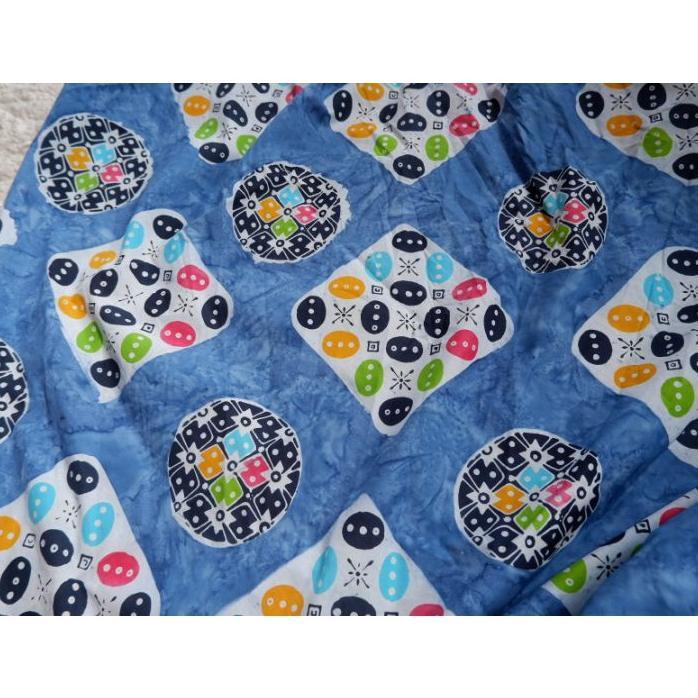 Ready Kain Batik Cap Kombinasi Tulis Tolet Motif Ceplok Kawung Abstrak Smoke Navy Muda Premium Handm