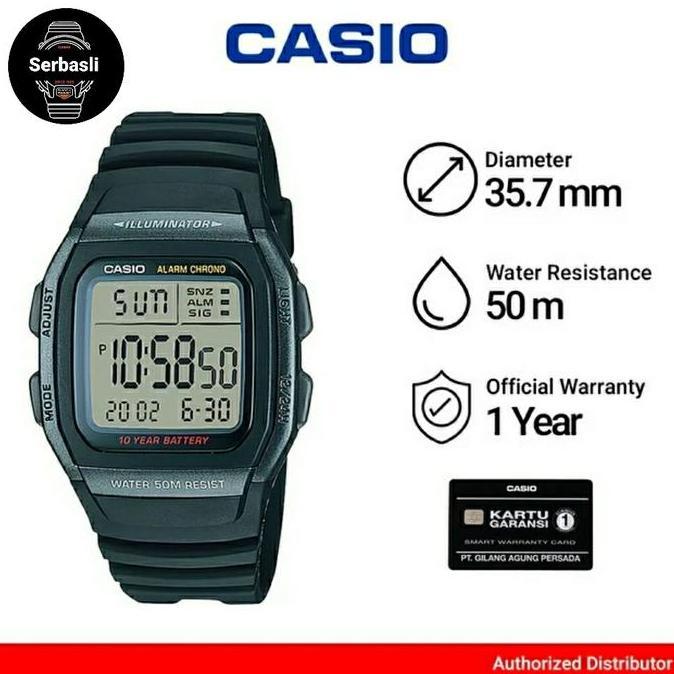 JAM CASIO DIGITAL W96H / W-96H-1B ORIGINAL BERGARANSI