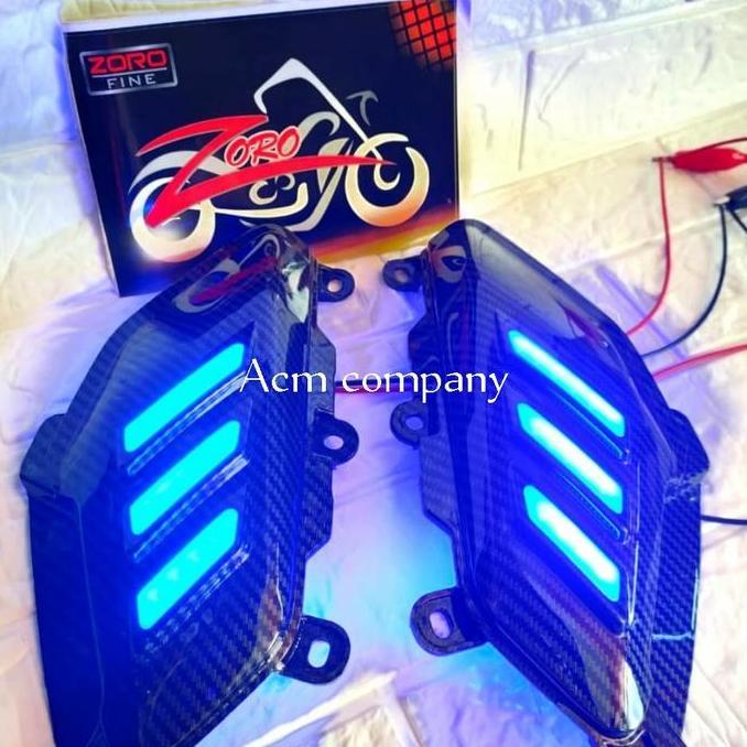 Cover Tutup Body Samping Carbon Plus Led Senja Nmax 155 2019 ke bawah