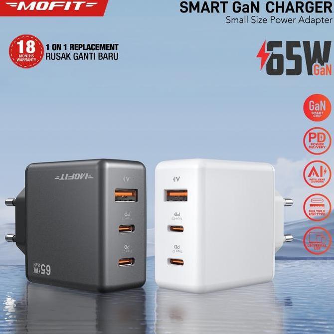 MOFIT CPD65 GaN PD65Watt C+C+A Charger Super Fast Charging Adaptor
