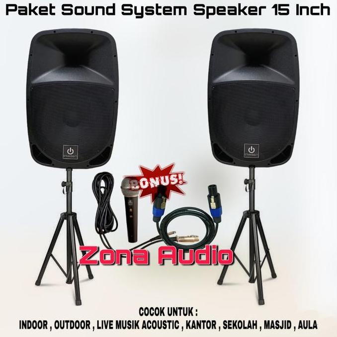 fahmifahstore / PAKET SOUND SYSTEM KARAOKE INDOOR OUTDOOR SPEAKER AKTIF 15 INCH CRIMSON Diskon