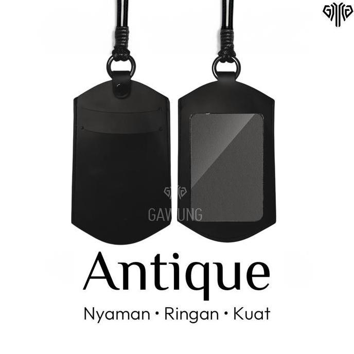 ceviscell77 - lanyard id card holder slide kalung name tag kartu hitam chslide metal transparan