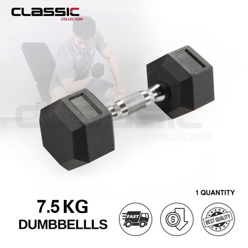 Hexagonal Dumbbell - 7,5 Kg - Hexagon Rubber Dumbell Barbell