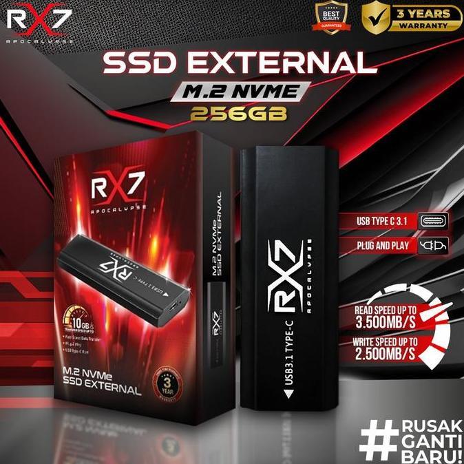 NEW SSD M2 NVME EXTERNAL 256GB RX7 / ENCLOSURE M2 NVME + M2 NVME 256GB RX7