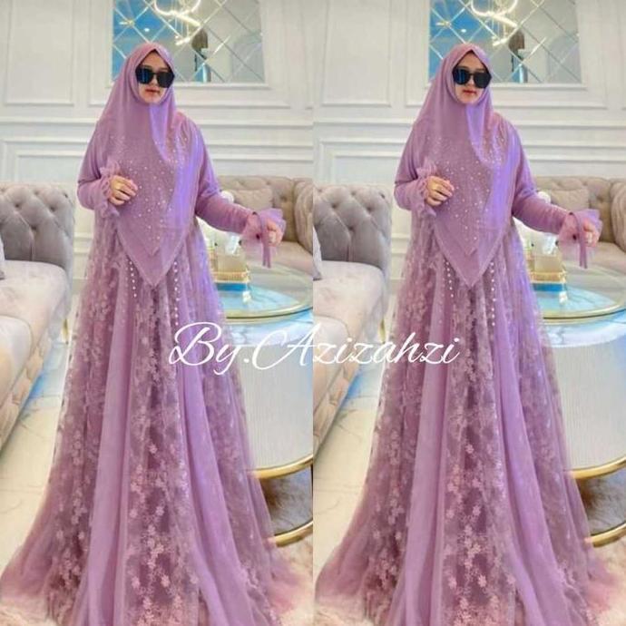 Uffa- Queenza Gamis Ibu (By.Azizahzi) Set Syari Busui Ceruty Karet