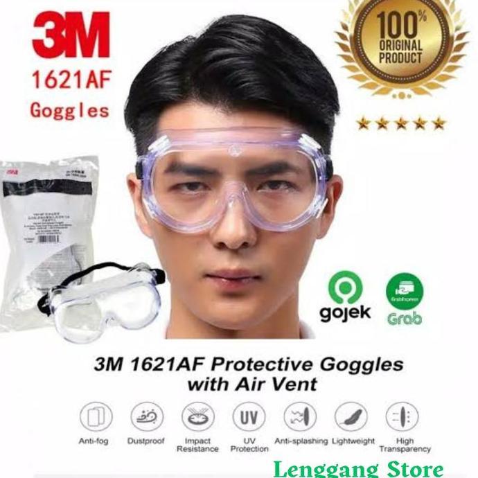 Safety Google 3M 1621AF / Kacamata Google Lab / ANTI-FOG Clear Lens / Original 3M