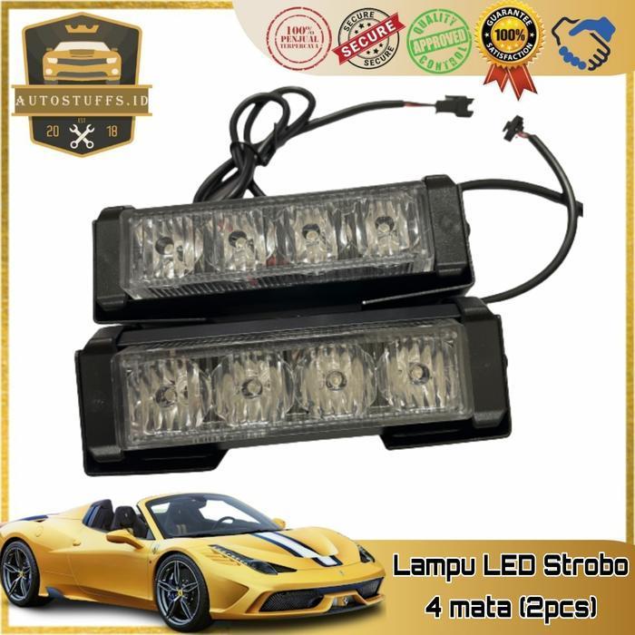 LAMPU LED STROBO POLISI/STROBO SET/STROBO 4 TITIK/STROBO MOTOR MOBIL+. ORIGINAL DAN TERPERCAYA