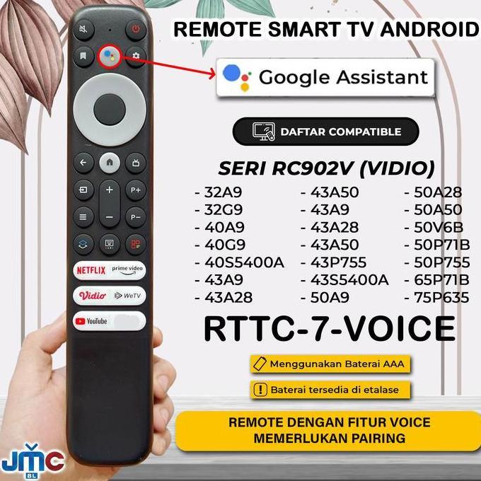 Remote Smart TV Android RC902V Tombol IQIYI / VIDIO