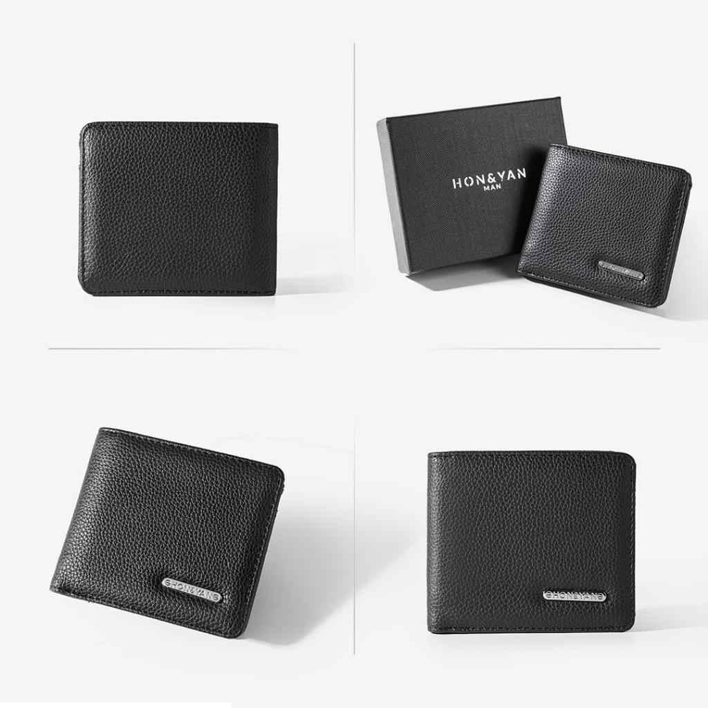 [Special Price] Honyan Man Dompet Lipat Pria Rei Short Wallet Kulit Sintetis Hitamterbaru Original