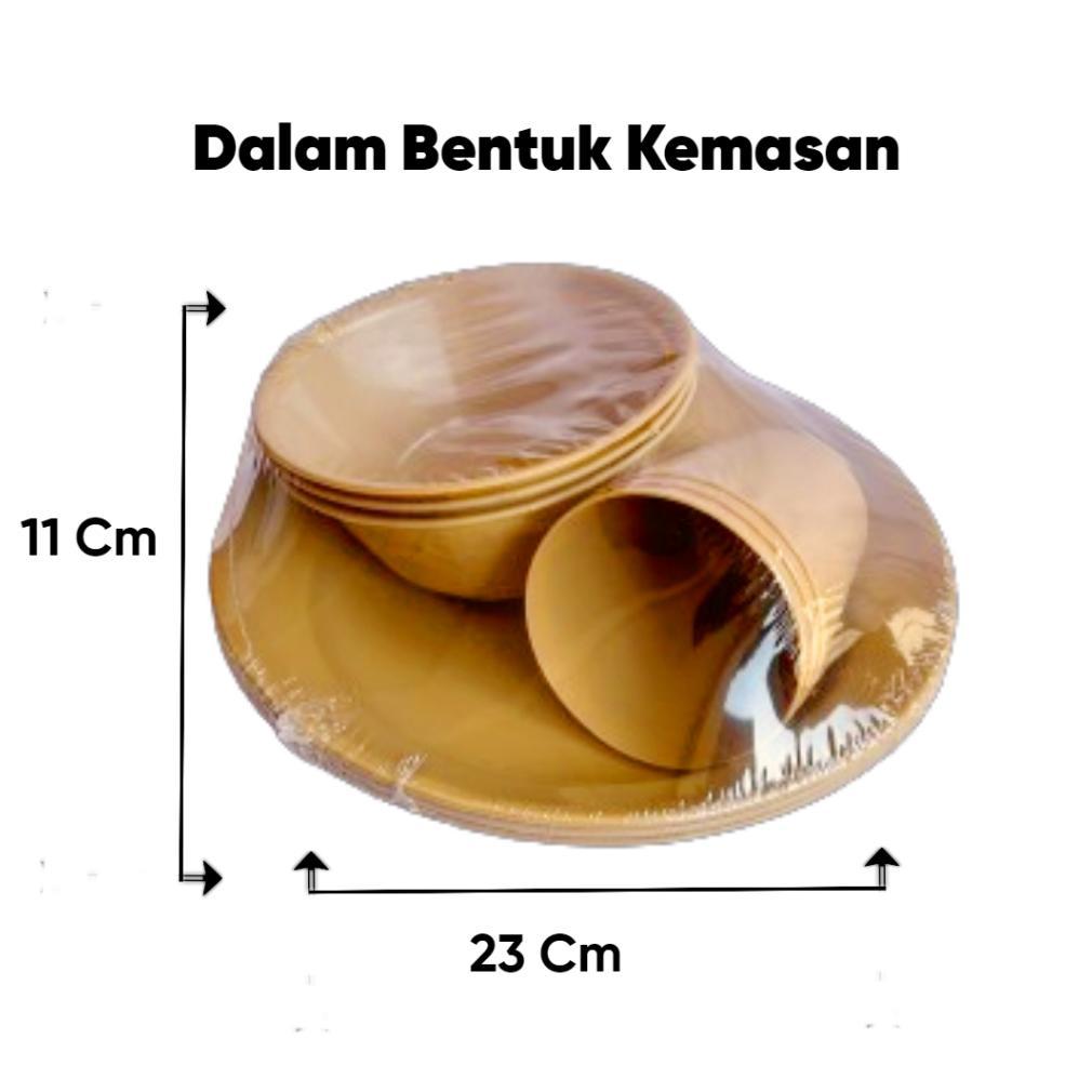 hemat ( 9 pcs ) set piring mangkok gelas plastik / piring set mangkok gelas cream