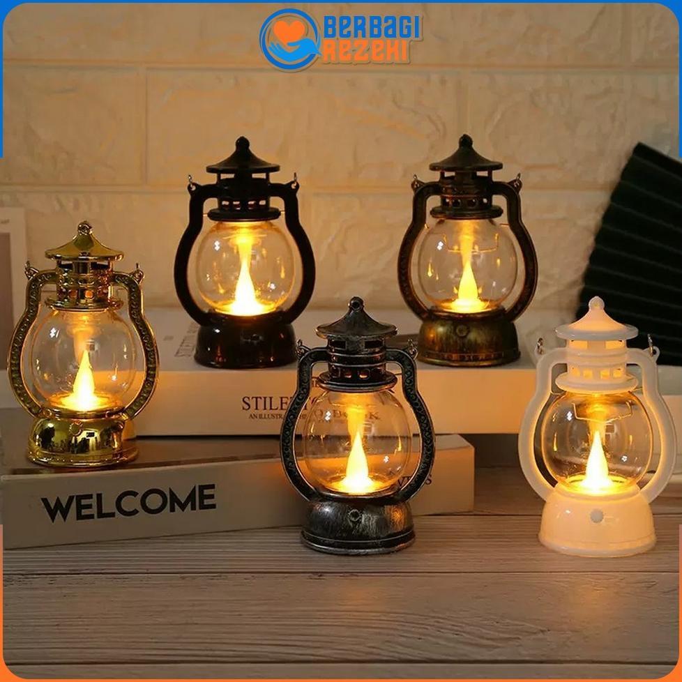 Lampu Lentera LED Dekorasi Ramadhan Minimalis / Lampu Meja Lentera Lilin Halloween Natal Elektrik / 