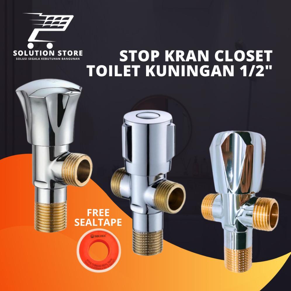 NEW Stop Kran Cabang Tee dan Single Kuningan 1/2inch Untuk Kran Shower Toilet closet Jet Shower / Sa
